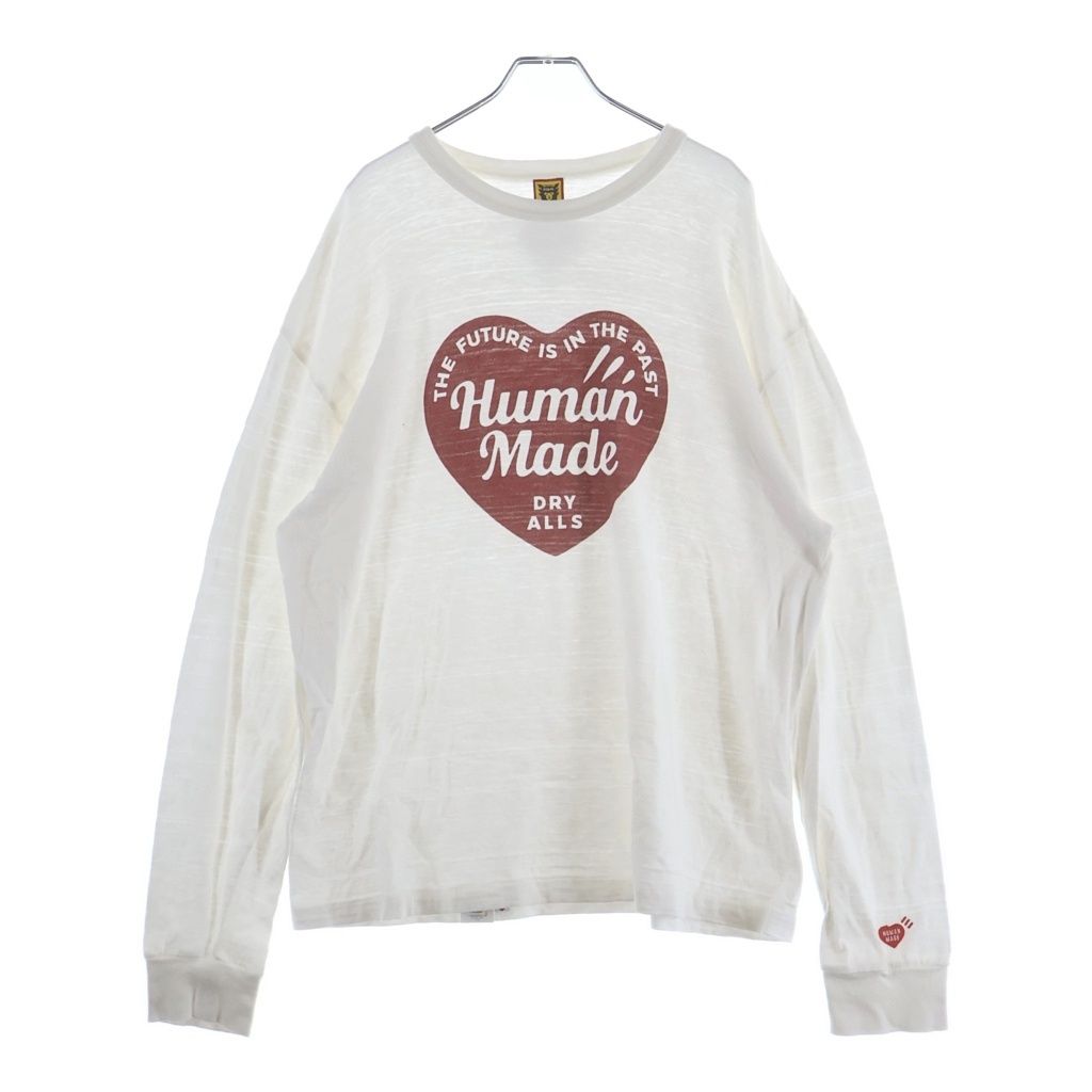 HUMAN MADE (ヒューマンメイド) GRAPHIC L/S T-SHIRT ハートロゴプリント クルーネック 長袖Tシャツ カットソー ホワイト HM28CS035