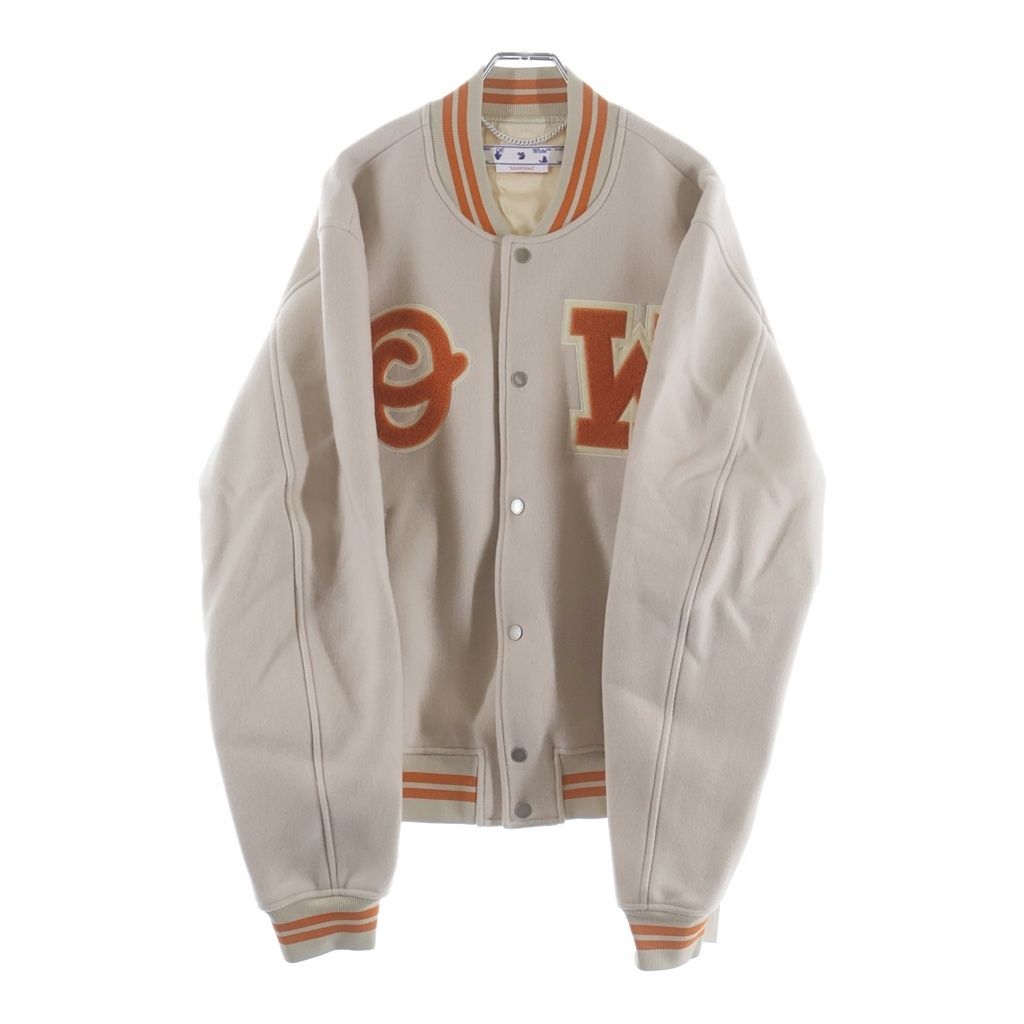 OFF-WHITE (オフホワイト) 23SS OW PATCH VARSITY OWパッチ バーシティジャケット スタジャン ベージュ/オレンジ OMEA305S23FAB001