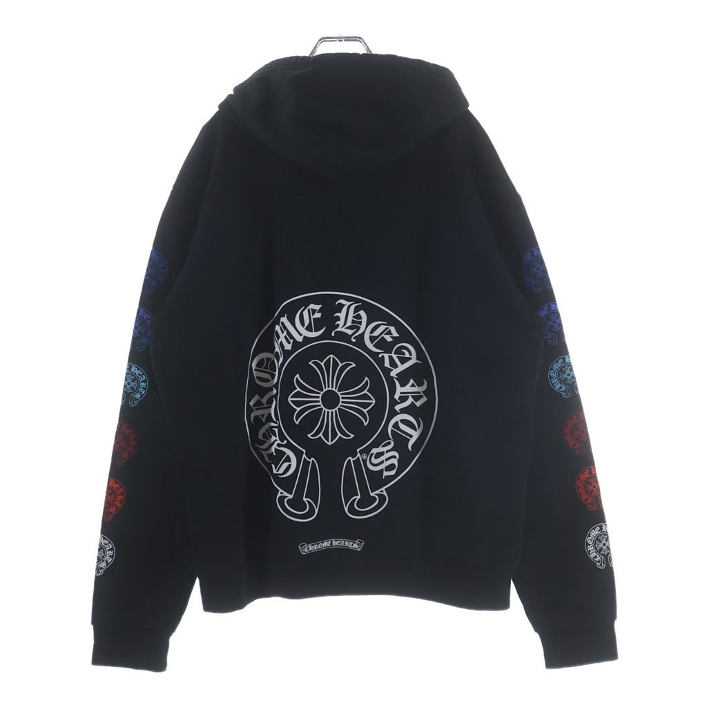 CHROME HEARTS (クロムハーツ) Multicolor Sleeve Logo Horseshoe Pullover Hoodie マルチカラー スリーブホースシューロゴ プルオーバーパーカー フーディー ブラック