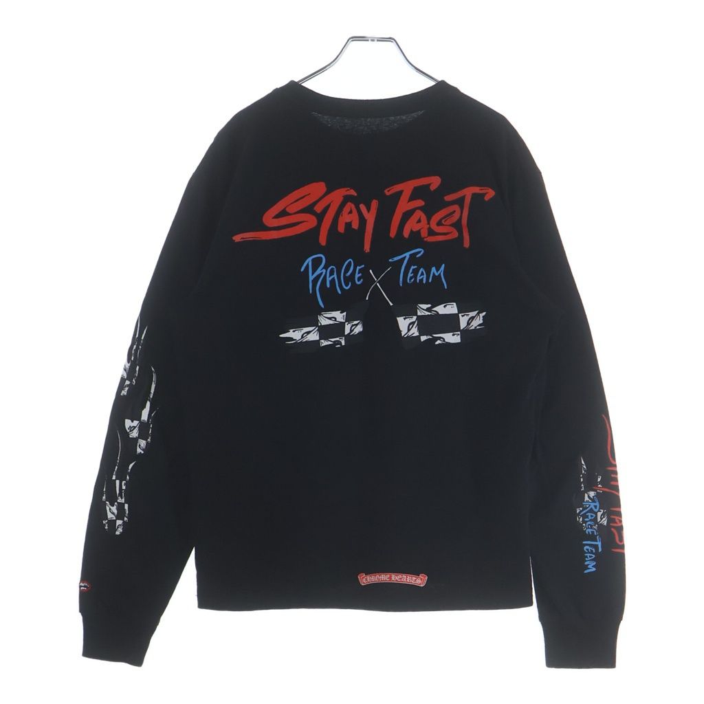 CHROME HEARTS (クロムハーツ) ×MATTY BOY STAYFAST RACE TEAM SWEAT グラフィックプリント クルーネック 長袖Tシャツ ブラック 63,525円