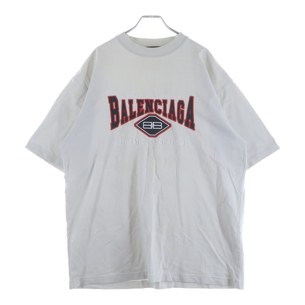 BALENCIAGA (バレンシアガ) 22SS Authentic Tee フロントロゴ エンブロイダリー クルーネック 半袖Tシャツ カットソー グレー 641675 TMVA9