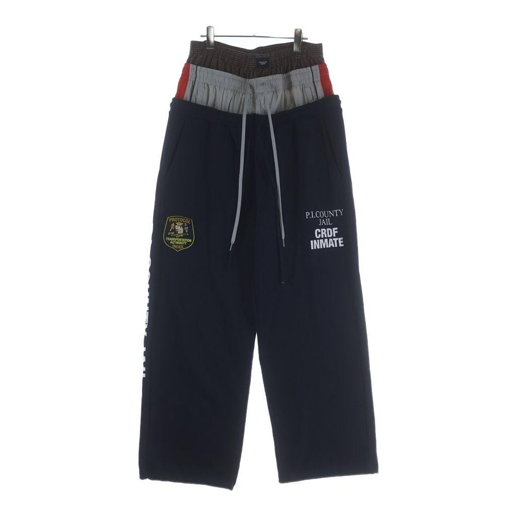 NO BRAND (ノーブランド) Protocol Index LAYERED TRACK PANTS プロトコル インデックス レイヤードトラックパンツ ネイビー