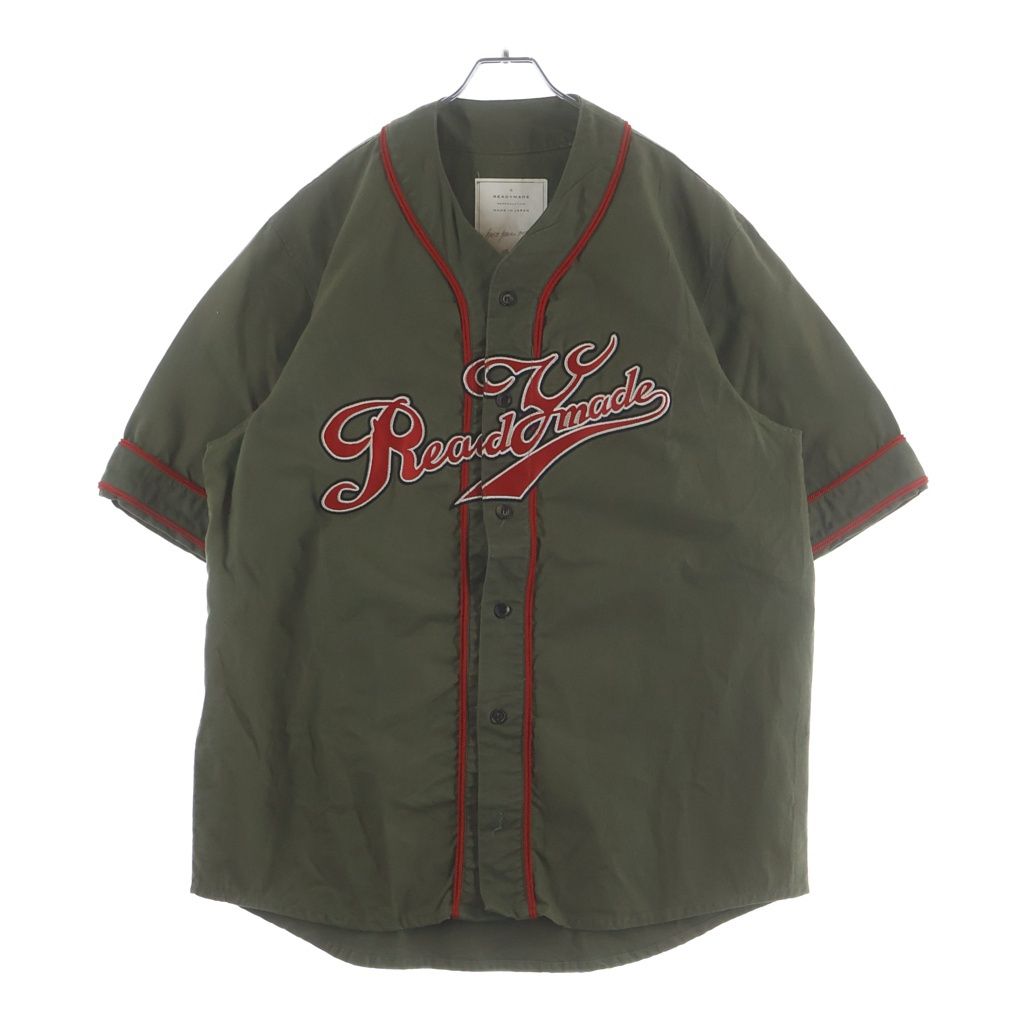 READY MADE (レディメイド) 19SS BASEBALL SHIRT ロゴ刺繍 ベースボール半袖シャツ カーキ