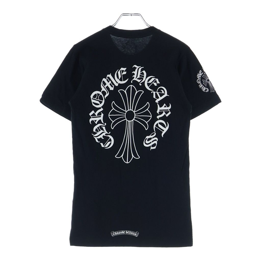 CHROME HEARTS (クロムハーツ) Neck Logo S/S TEE CHクロスプリント クルーネック半袖Tシャツカットソー ブラック