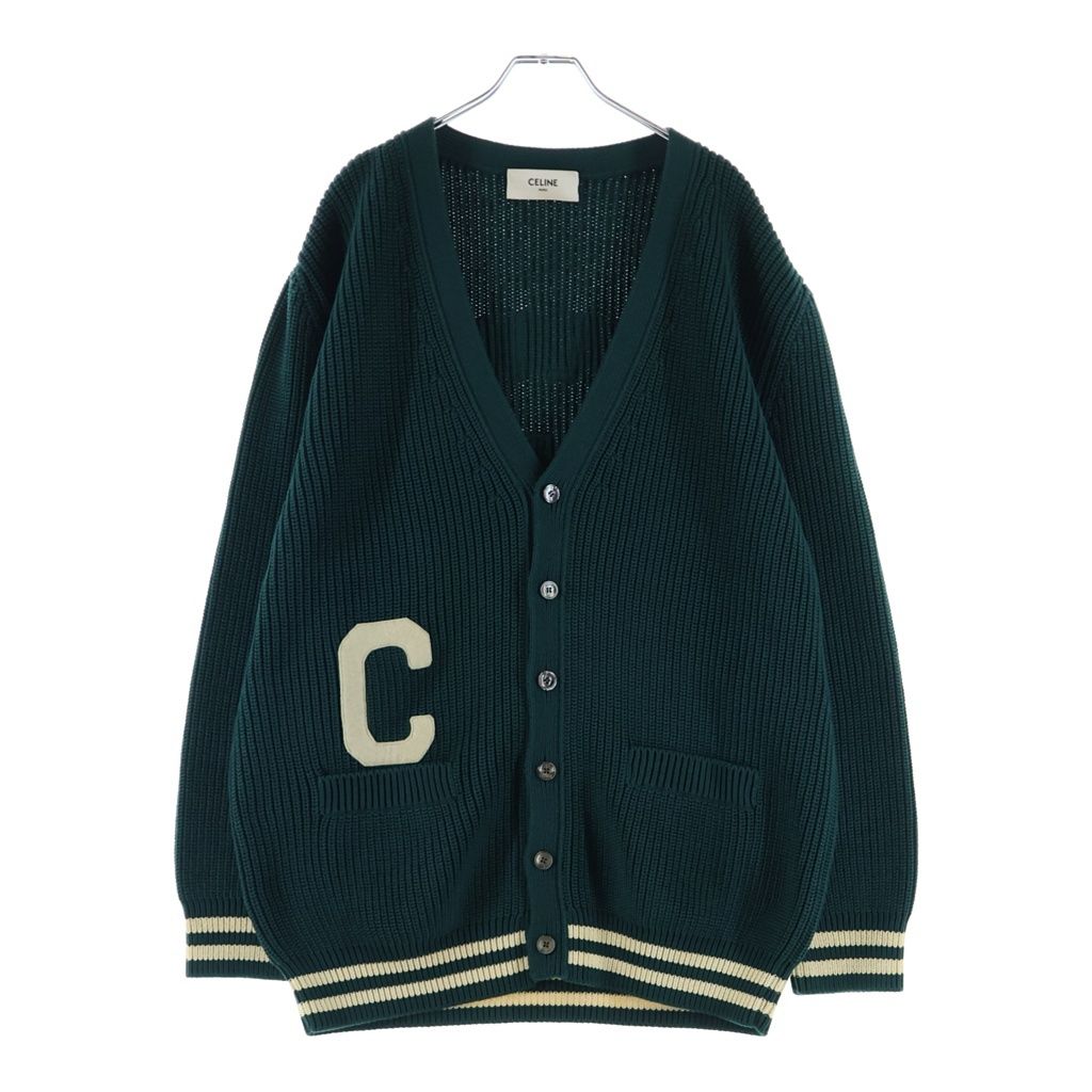 CELINE セリーヌ College Cotton Cardigan Forest カレッジ コットン カーディガン フォレスト グリーン 2AD70192W.31FE CELINE (セリーヌ) College Cotton Cardigan Forest カレッジ コットン