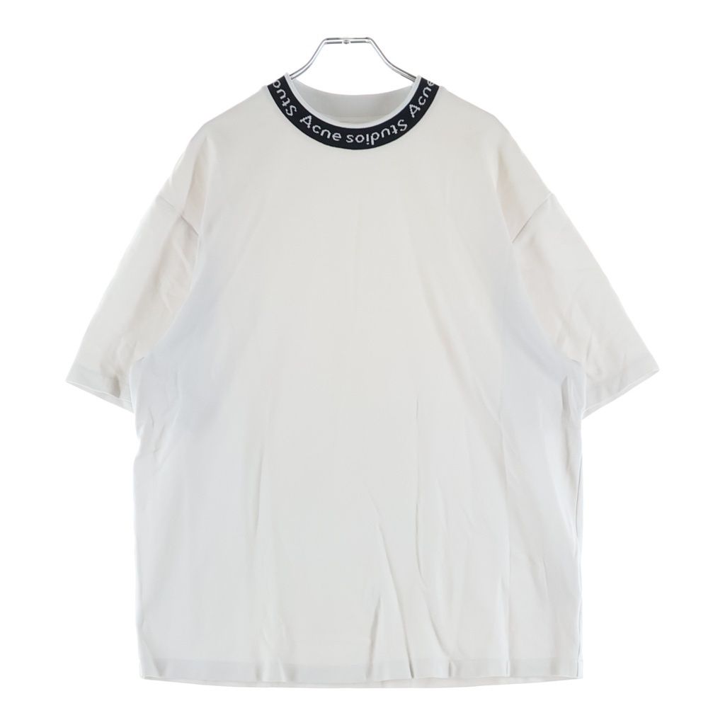 Acne Studios (アクネ ストゥディオズ) XTORR LOGO RIB エクスター ネックロゴ 半袖Tシャツ ホワイト BL0221