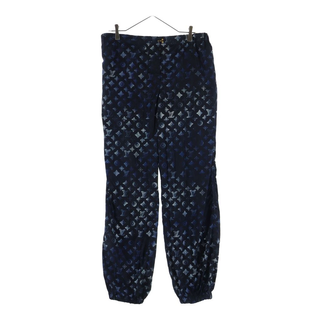 LOUIS VUITTON (ルイヴィトン) モノグラム ステンシルエフェクト ジョギングパンツ ナイロンパンツ ブラック/ブルー RW221W J56 FMPA55