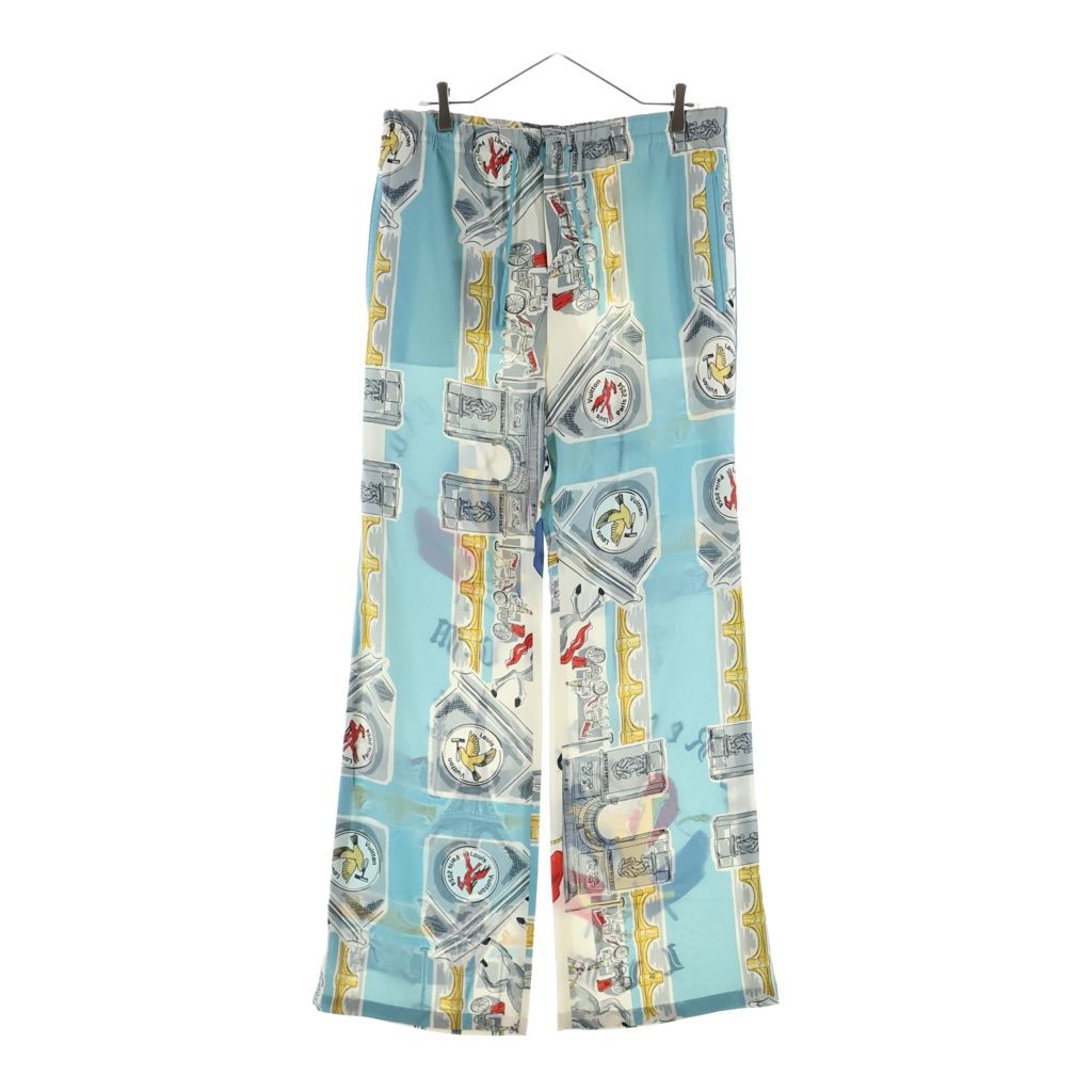 LOUIS VUITTON (ルイヴィトン) 19AW パジャマパンツ 総柄 シルクパンツ RM192 ORI HHP70W ブルー/ホワイト