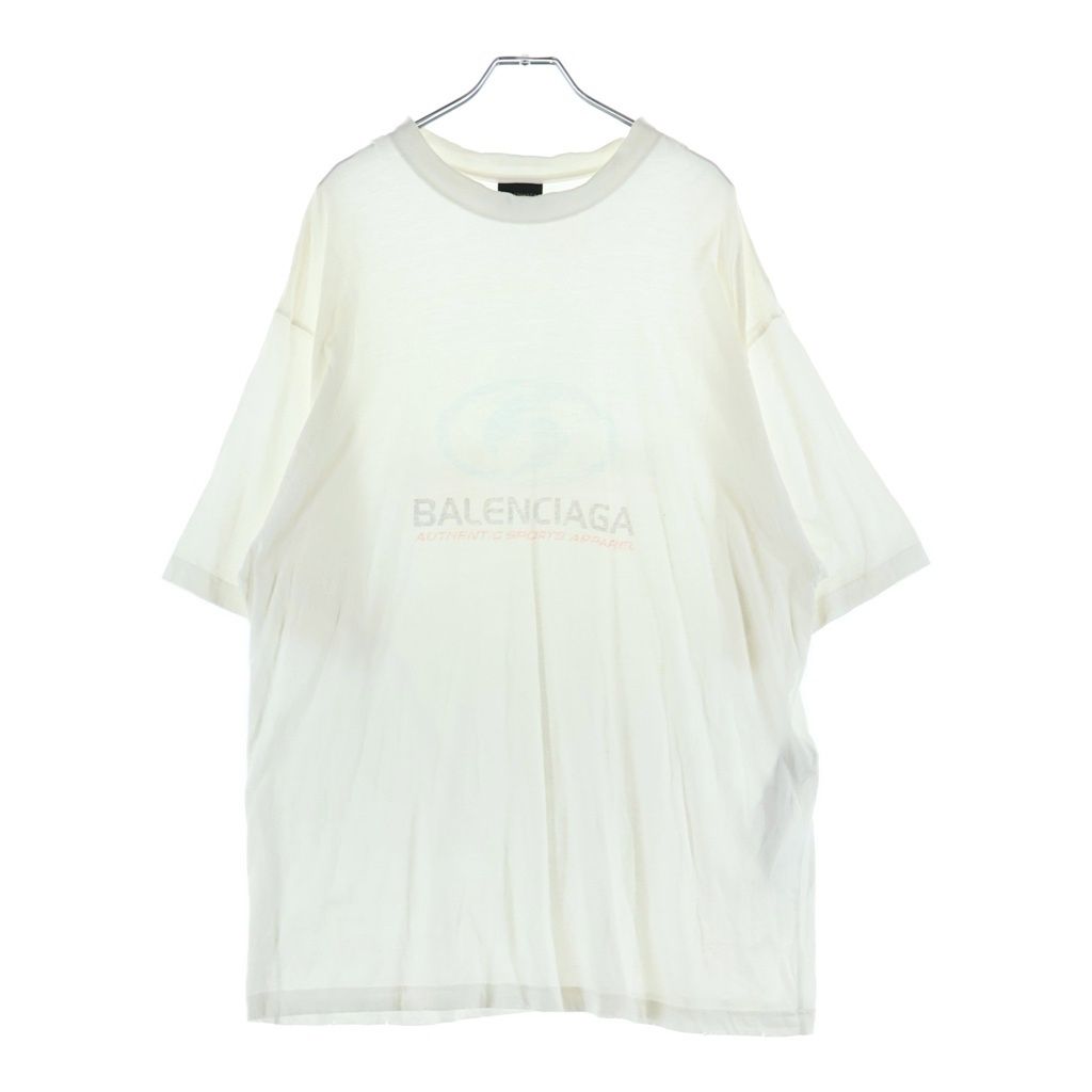 BALENCIAGA (バレンシアガ) 24SS Surf Logo Tee サーフロゴ ミディアムフィット ダメージ加工 半袖Tシャツ カットソー ホワイト 764235 TPVM3