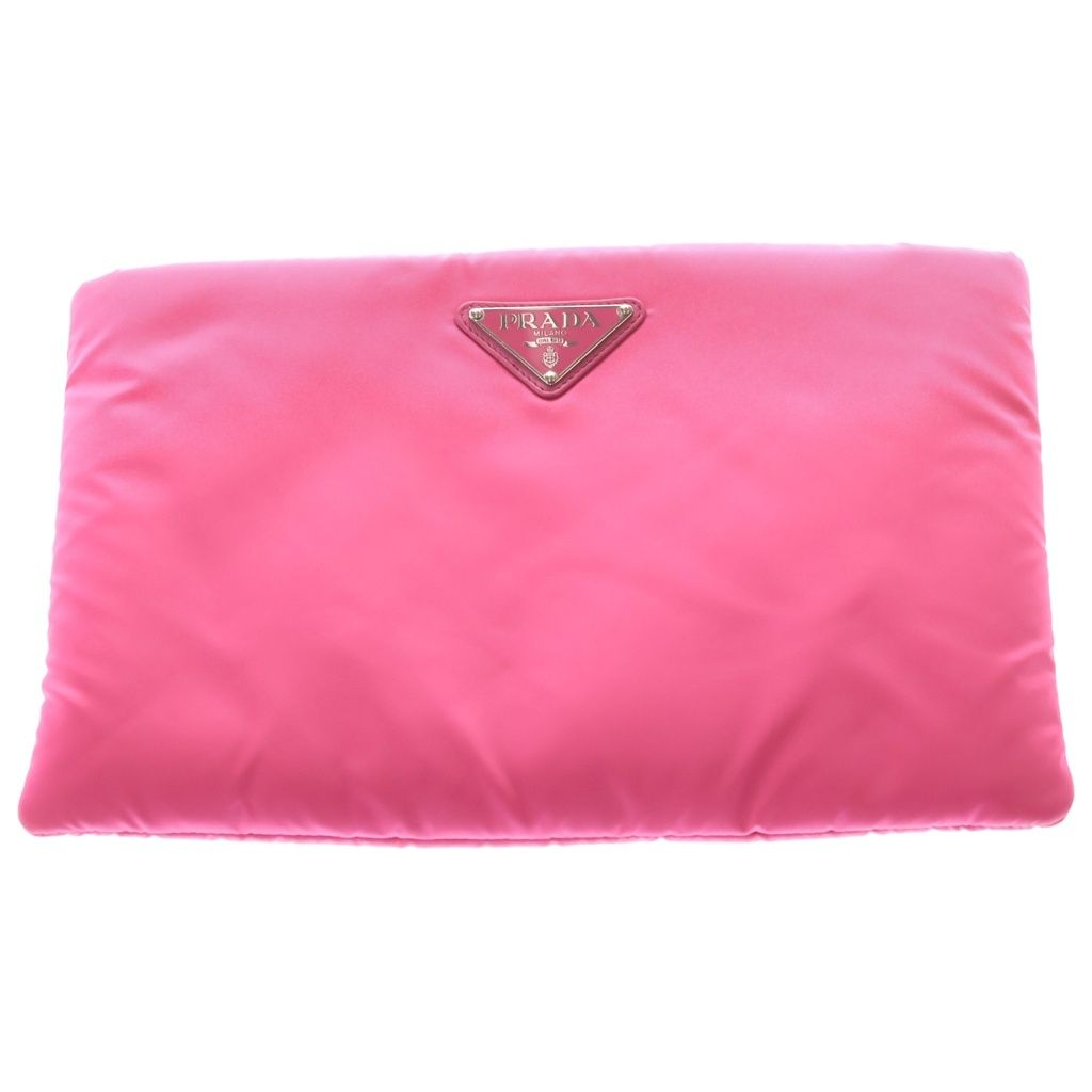 PRADA (プラダ) セカンドバッグ クラッチバッグ ピンク テスート 1BF081 シルバー金具
