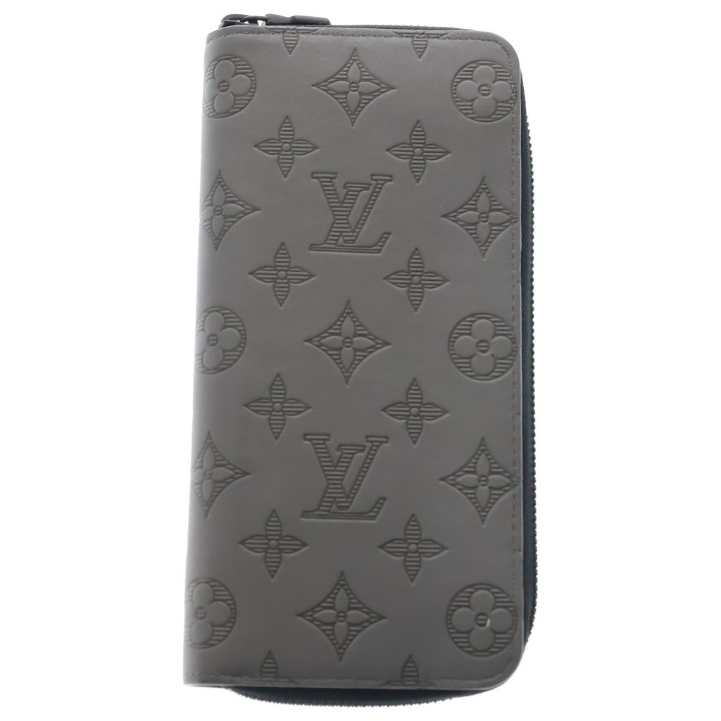 LOUIS VUITTON (ルイヴィトン) モノグラムシャドウ ジッピーウォレットヴェルティカル ロングウォレット カードけケース 長財布 グレー レザー M81384 シルバー金具