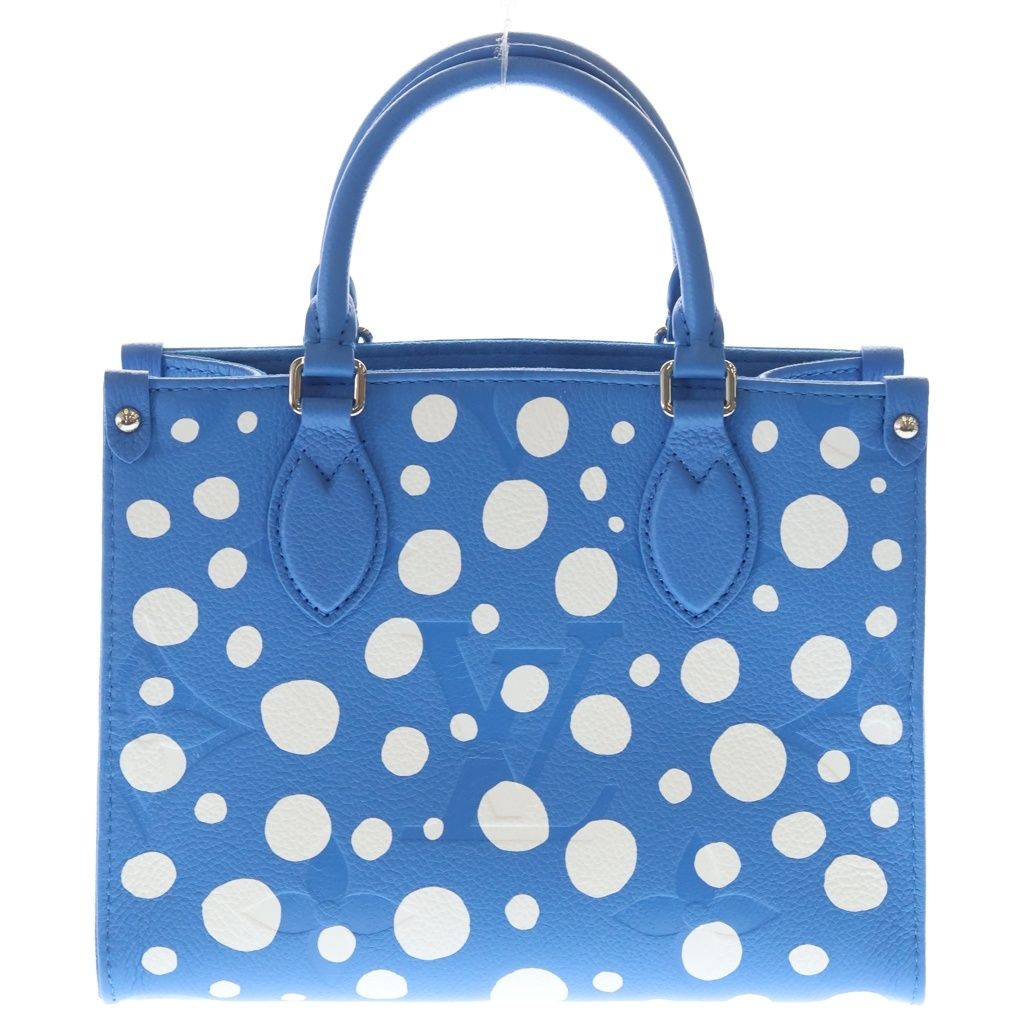 LOUIS VUITTON (ルイヴィトン) ×YK OnThe Go PM Leather Handbag M46424 ×草間彌生 オンザゴー PM モノグラムレザー2WAYハンドバッグ ブルー