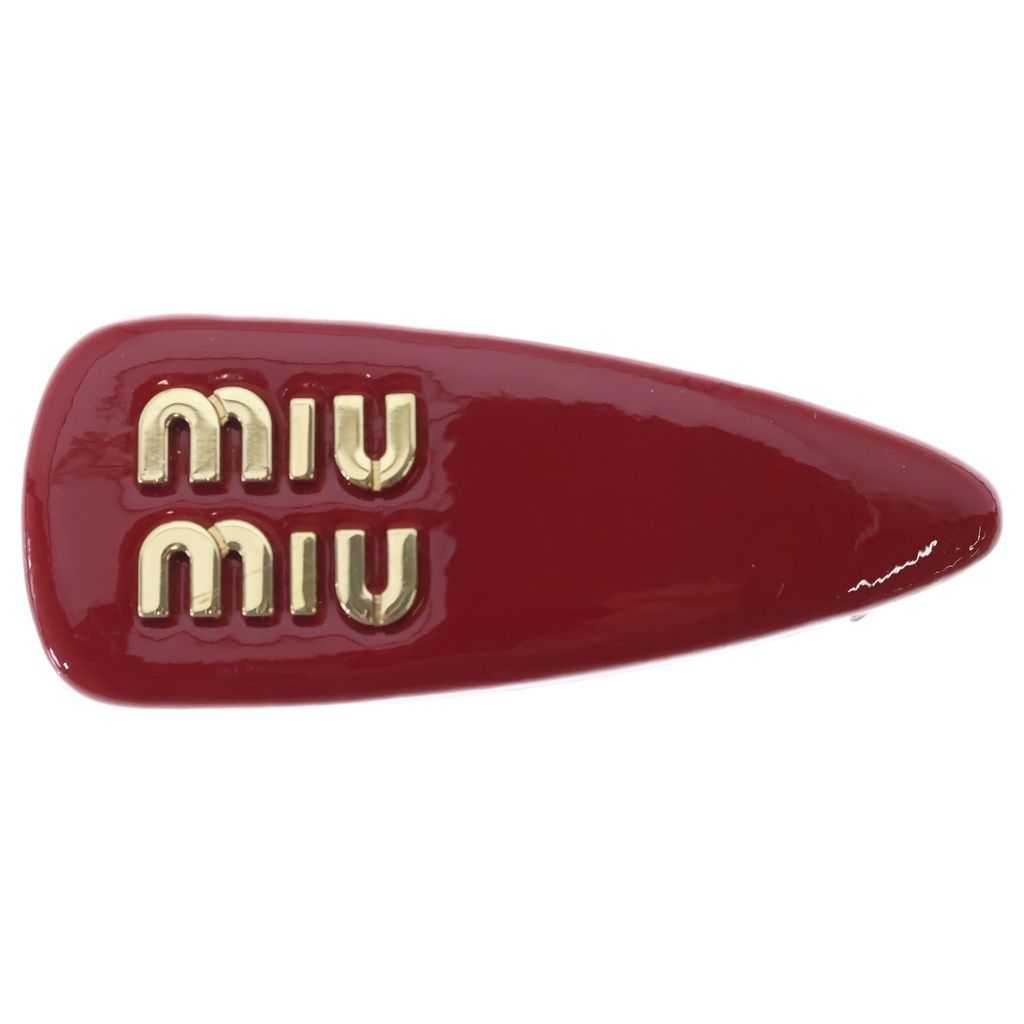 miumiu (ミュウミュウ) パテントレザー ヘアクリップ バレッタ レッド 5IF092_069_F0002