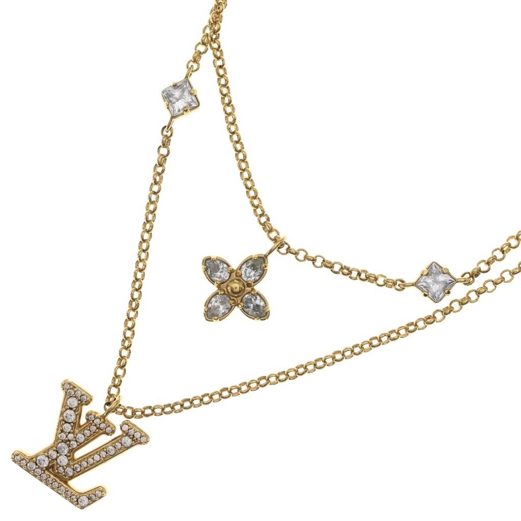 LOUIS VUITTON (ルイヴィトン) レディLV ラインストーン ネックレス M01845 GP ゴールド