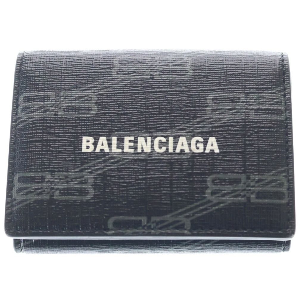 BALENCIAGA (バレンシアガ) BBモノグラム コンパクトウォレット 三つ折り財布 ブラック 594312 1061