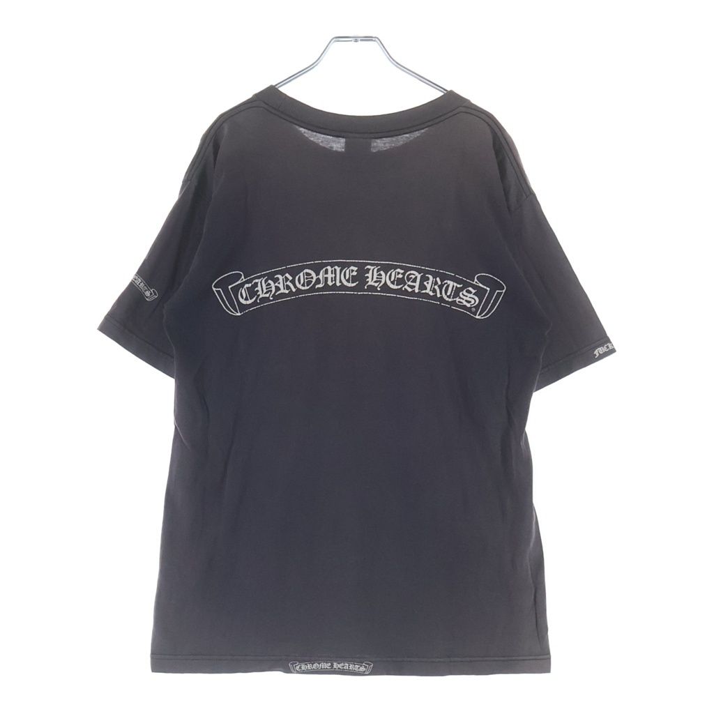 CHROME HEARTS (クロムハーツ) OLD ネックロゴ ヴァインダガーバックスクロールラベルプリント 半袖Tシャツカットソー