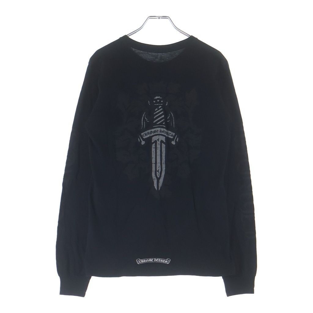 CHROME HEARTS (クロムハーツ) VINE DAGGER ARM LOGO TEE ヴァインダガー アームロゴ プリント 長袖Tシャツ カットソー ブラック