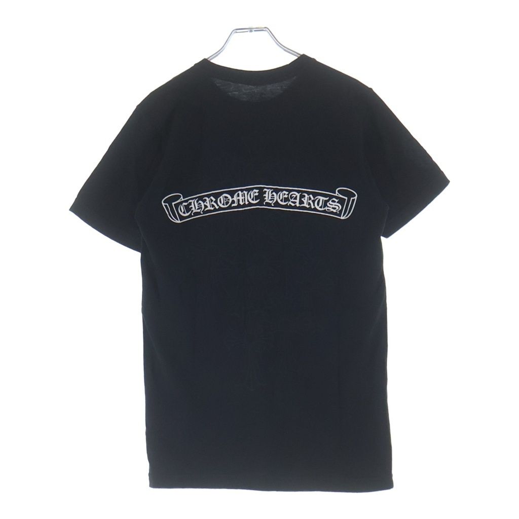 CHROME HEARTS (クロムハーツ) SCRL CEM CRS TEE バックスクロールラベル セメタリークロス プリント 半袖Tシャツ カットソー ブラック