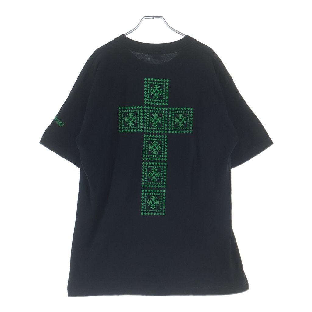 CHROME HEARTS (クロムハーツ) CHプラス バッククロスプリント 胸ポケット 半袖Tシャツ カットソー ブラック/グリーン