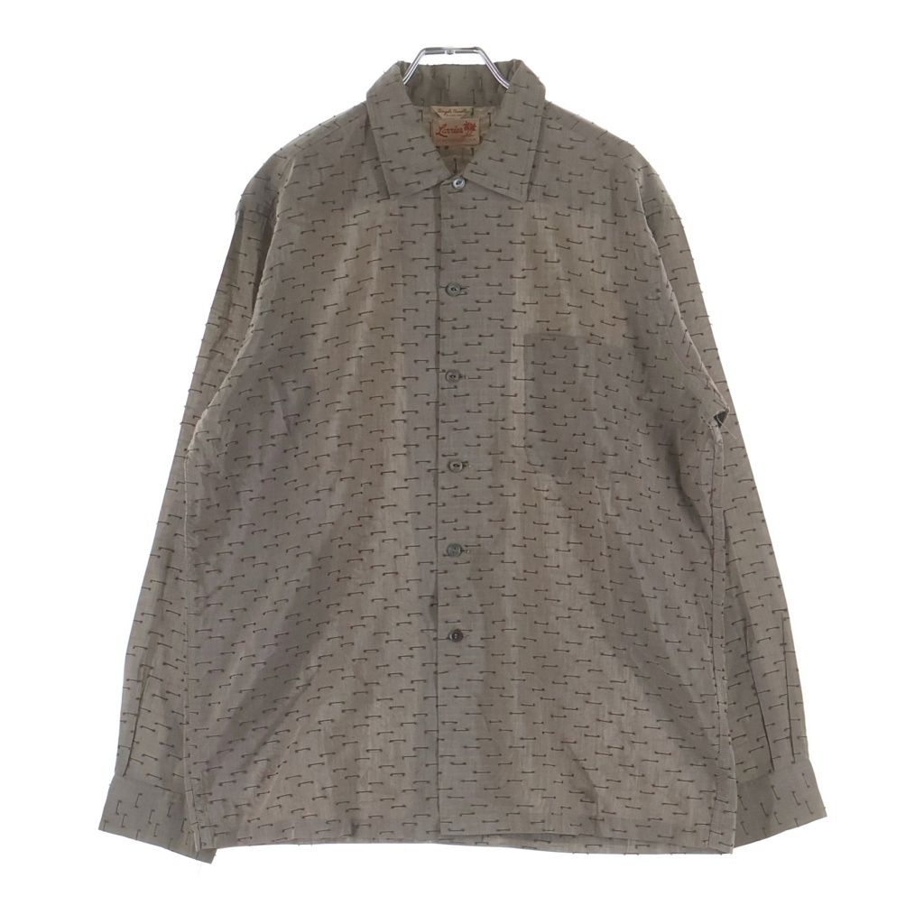 VINTAGE (ヴィンテージ) 60S VINTAGE LANNIES L/S SHIRT ヴィンテージ ステッチ総柄デザイン 長袖ボタンシャツ グレー
