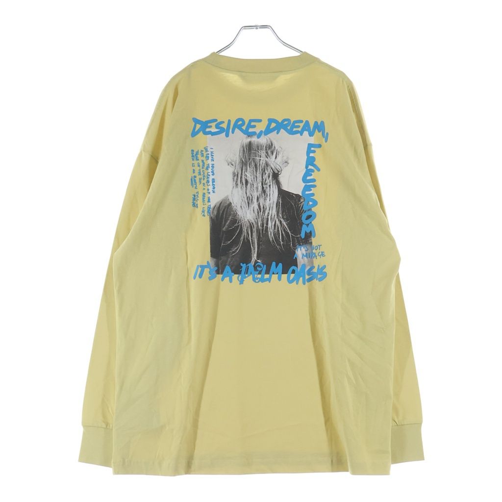 Palm Angels (パームエンジェルス) PALM OASIS TEE L/S 両面プリント クルーネック 長袖Tシャツ カットソー イエロー PMAB051S24FLE001