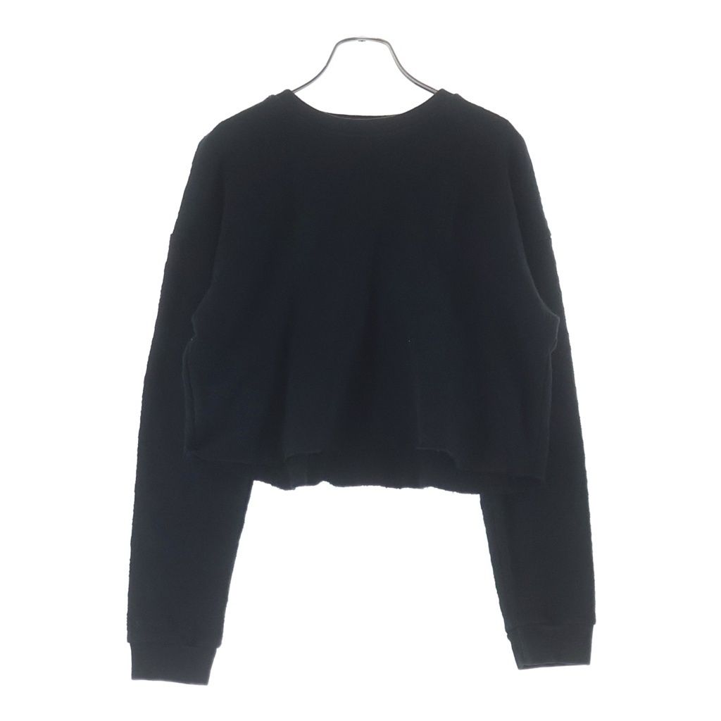 CHROME HEARTS (クロムハーツ) Y NOT VERTICAL LOGO CROPPED SWEATSHIRT CHプラスジャガード クロップドスウェット トレーナー ブラック レディース