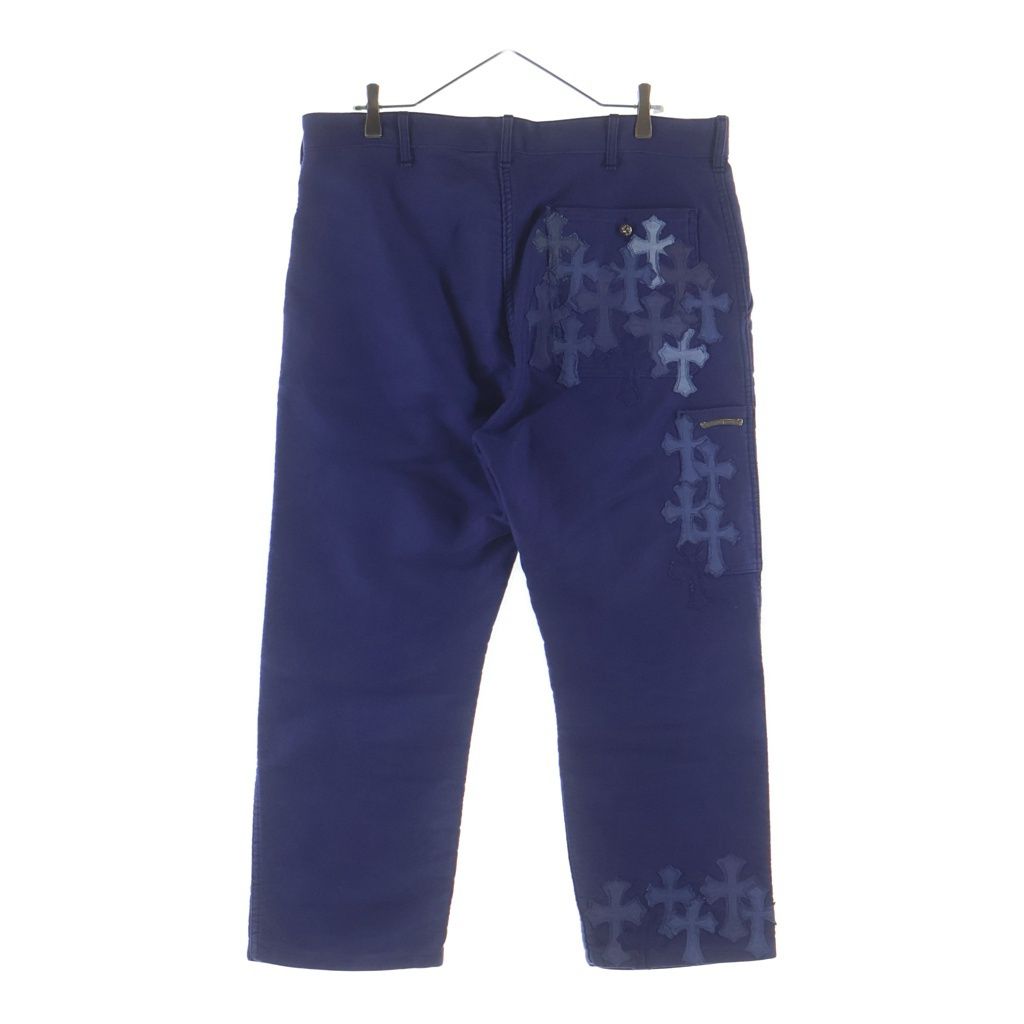 CHROME HEARTS (クロムハーツ) FRENCH WORK PANTS クロスパッチフレンチワークロングパンツ ブルー