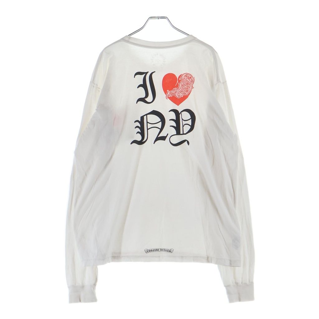 CHROME HEARTS (クロムハーツ) I LOVE NY L/S TEE 両面プリント クルーネック長袖Tシャツカットソー ホワイト