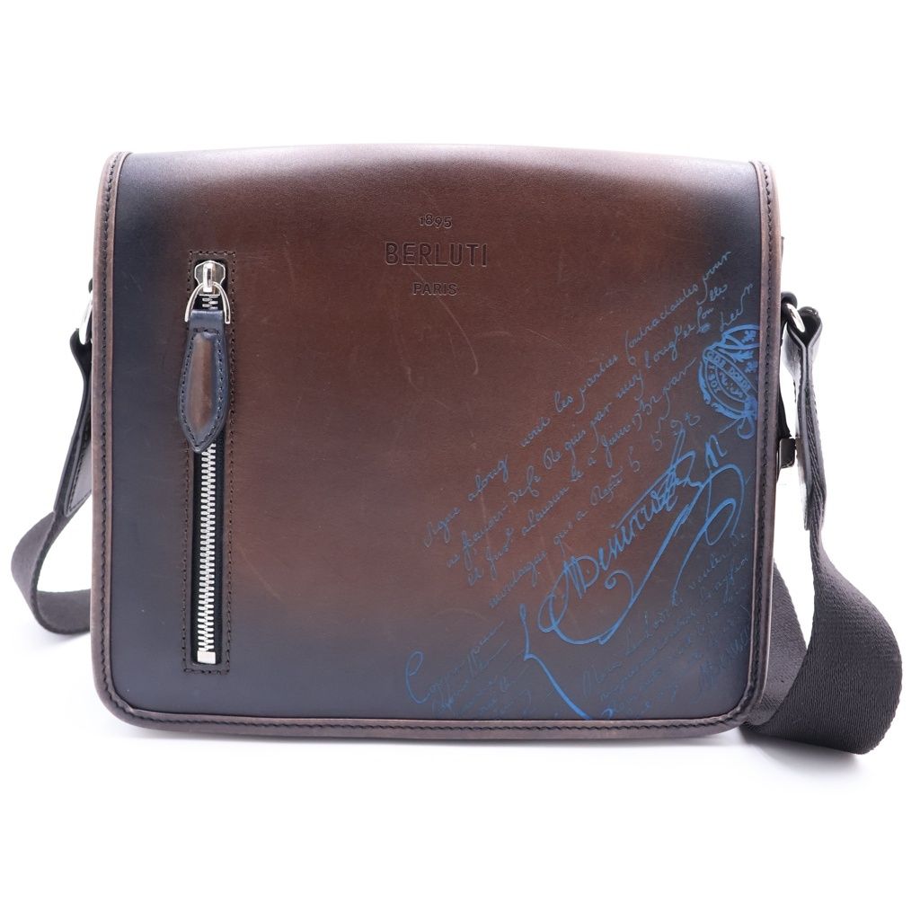 Berluti (ベルルッティ) カリグラフィ ラッキーデー レザー ショルダーバッグ ブルー