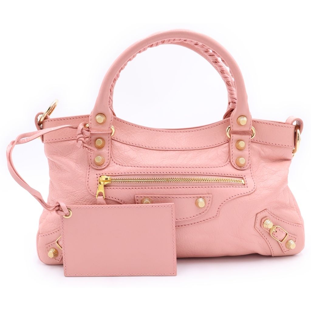 BALENCIAGA (バレンシアガ) ジャイアント ファースト 2WAY ハンドバッグ ショルダーバッグ ピンク レザー 285433 ゴールド金具