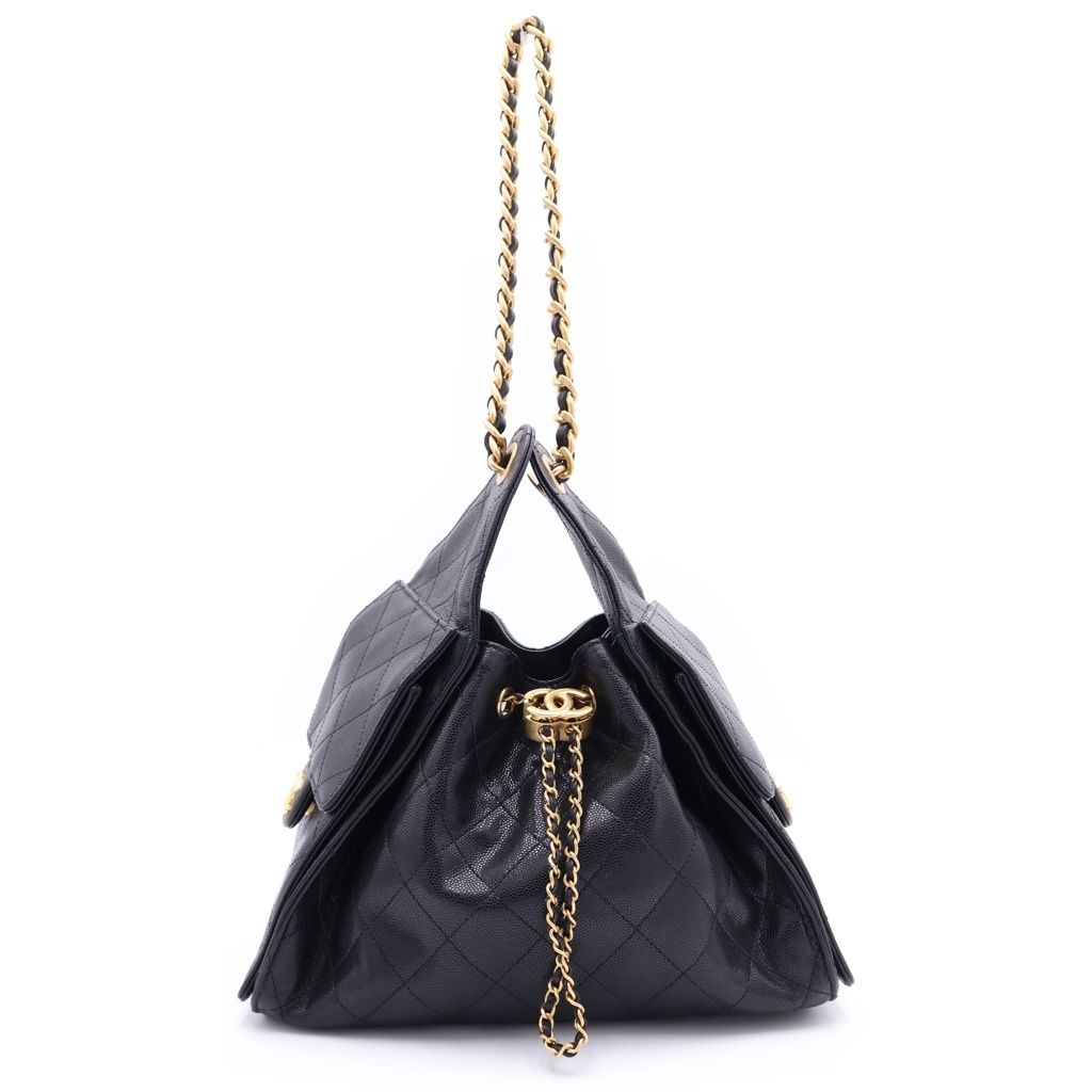 CHANEL (シャネル) シャネル25 スモール キャビアスキン ショルダーバッグ ブラック AS5293 ゴールド金具