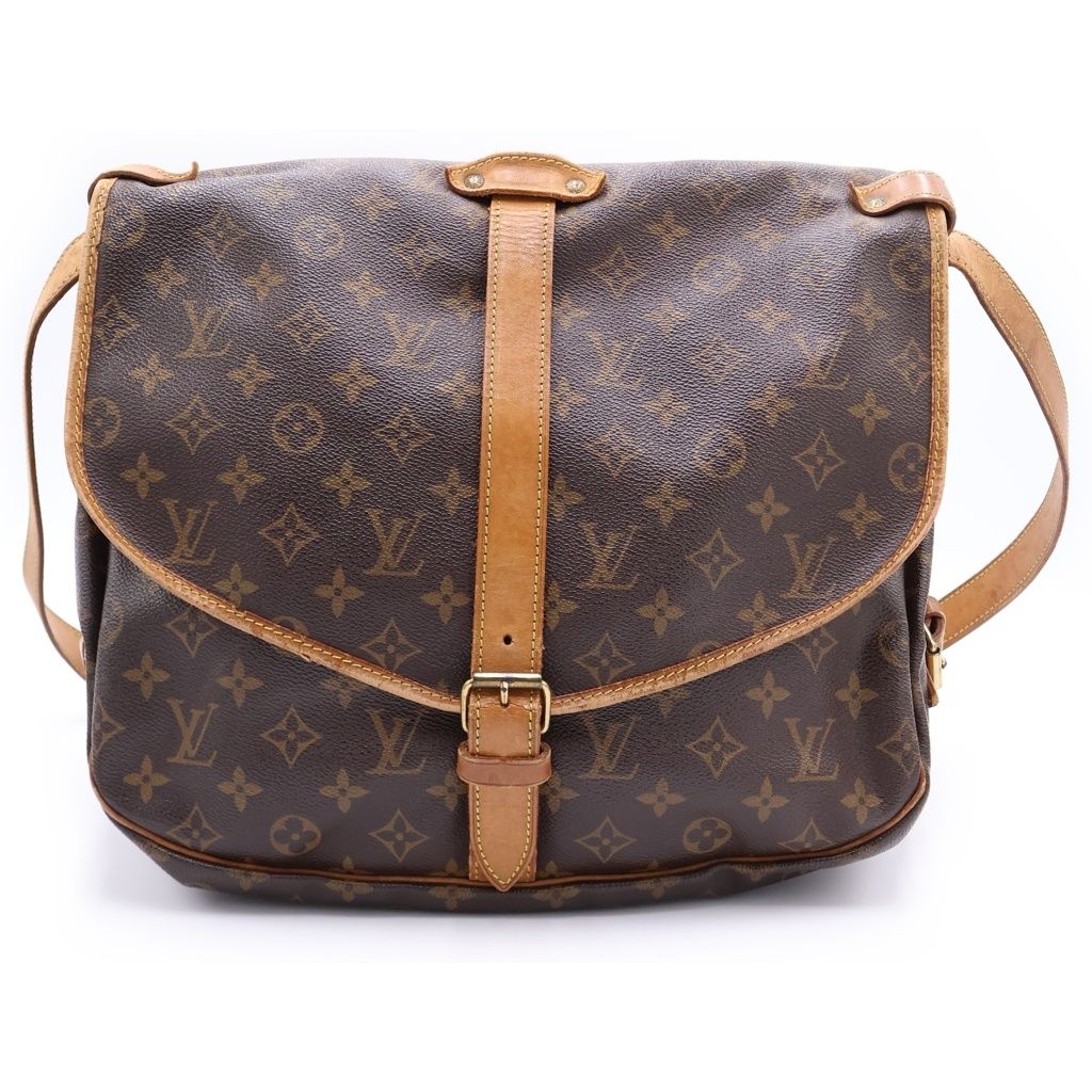 LOUIS VUITTON (ルイヴィトン) ソミュール35 モノグラム PVC レザー ショルダーバッグ ゴールド金具 ブラウン M42254