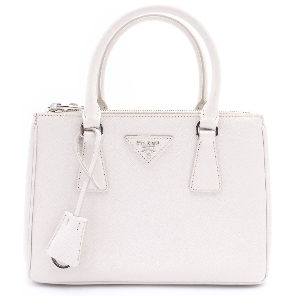 PRADA (プラダ) ガレリア 2WAYショルダーバッグ ハンドバッグ ホワイト レザー 1BA896 シルバー金具