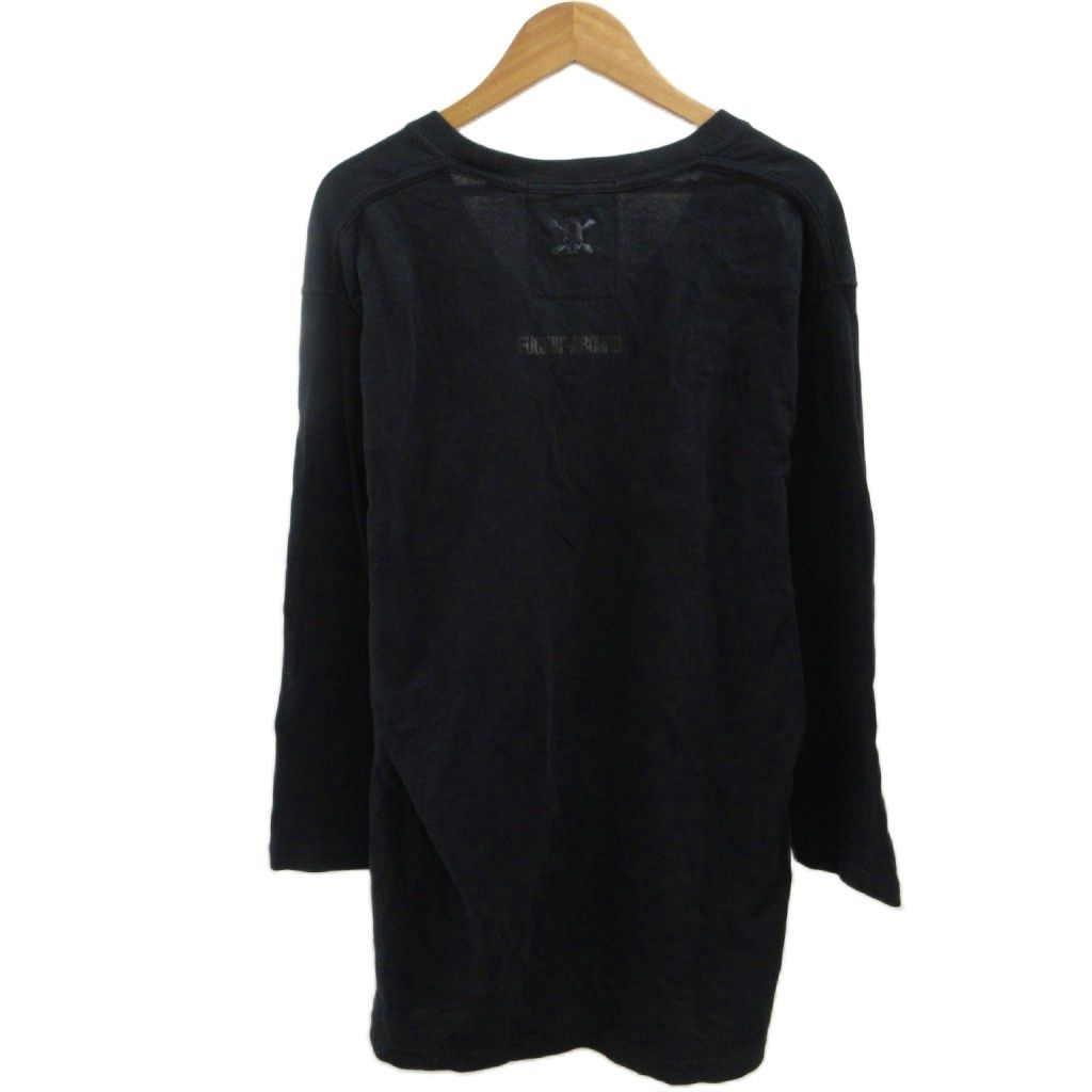 ロエン Roen Tシャツ 46 黒 ブラック プリント柄 ラウンドネック 七分 