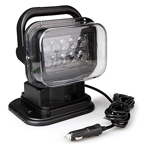 LEDサーチライト 50W 作業灯 ワークライト 6000K 4750LM リモコン付き 遠隔操作 防水IP65 360度回転 角度調整 強力マグネット付き 12V/24V兼用 船舶照明 車外灯 本体ブラックkk