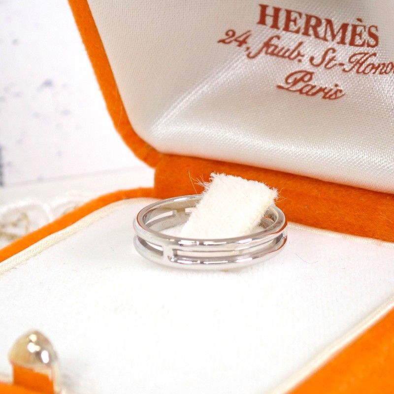 エルメス HERMES アリアンヌ 9号 #49 リング 指輪 K18ホワイトゴールド レディース ウェディング 結婚 婚約 保存箱付属【中古】【Aランク】