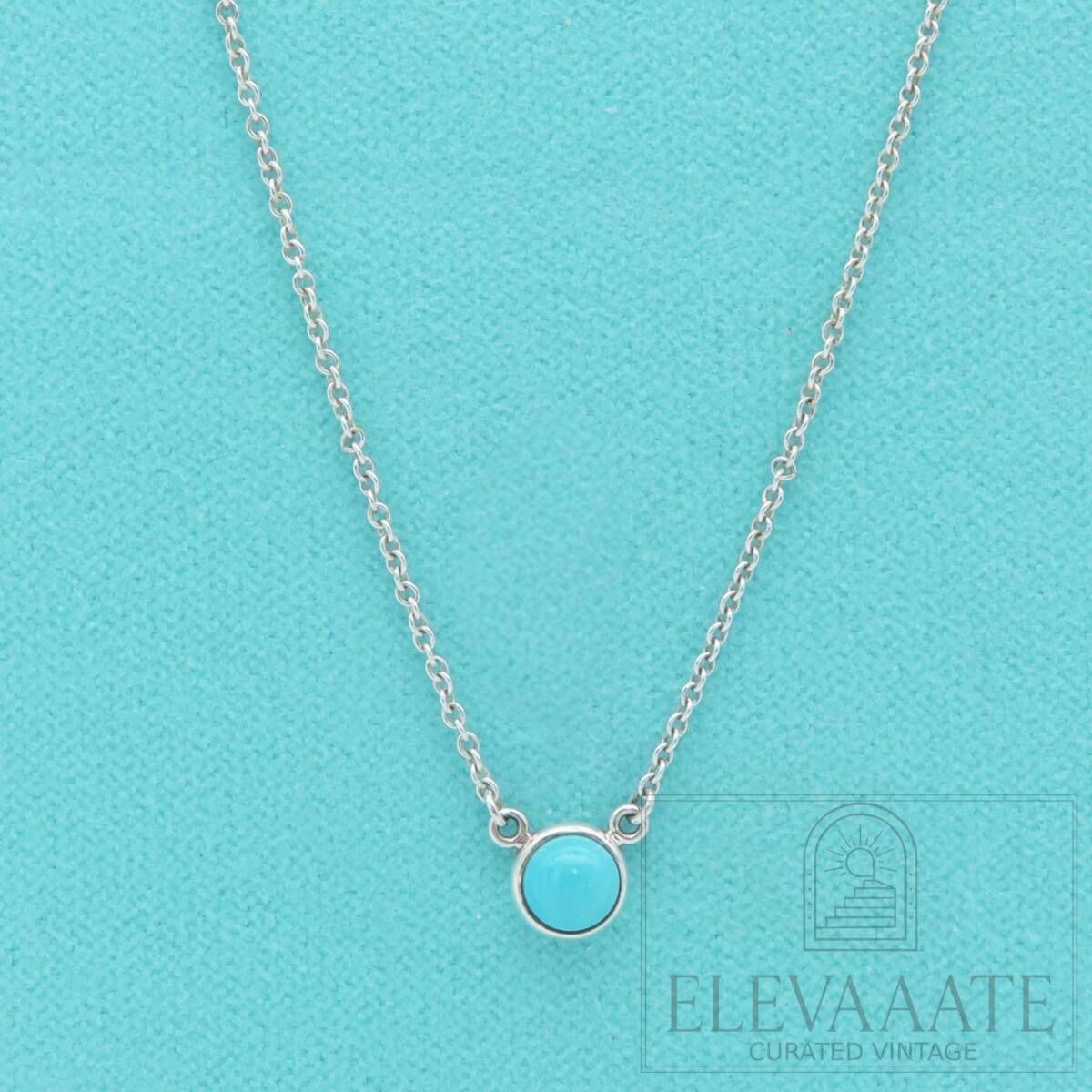 美品 Tiffany&Co. ティファニー カラー バイザヤード ターコイズ シルバー ネックレス Ag925 TO933