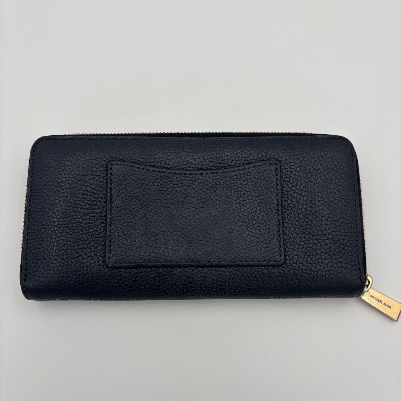 美品】マイケルコース 長財布 ラウンドジップ ネイビー ゴールド 
