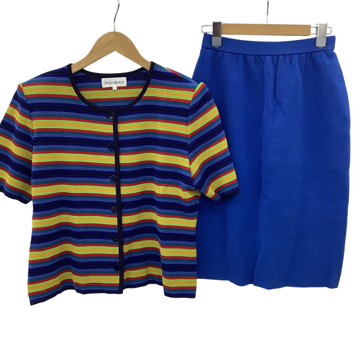 Yves Saint Laurent イブサンローラン レディース Vintage セットアップ(ジャケット スカート) SIZE L ブルー
