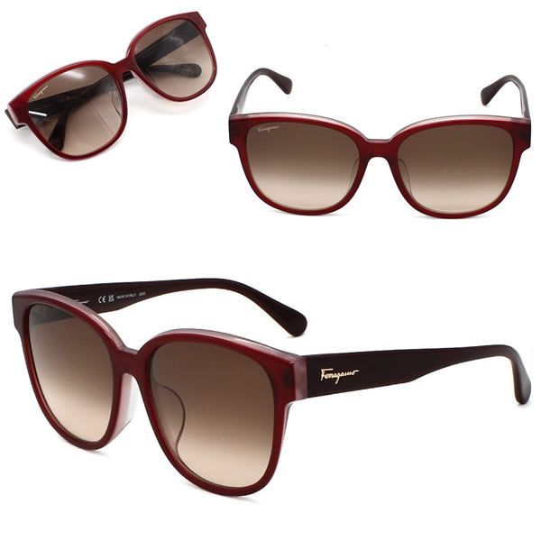フェラガモ サングラス Ferragamo SF1091SLB-614 サングラス UVカット アジアンフィット バーガンディー ブラウングラデーション レディース