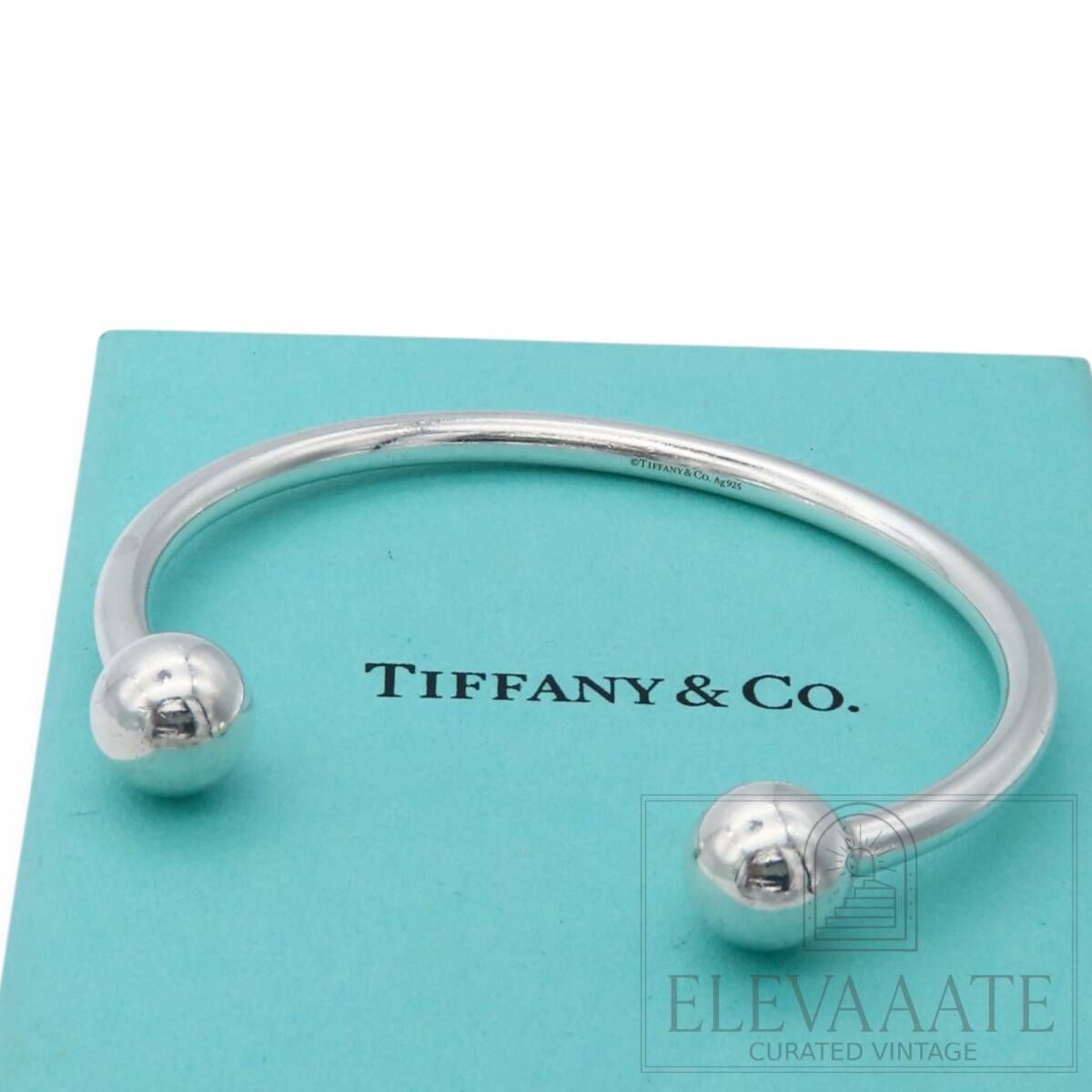 希少 Tiffany&Co. ティファニー ハードウェア ワイヤー ボール シルバー カフ バングル SV925 Ag ブレスレット EX079
