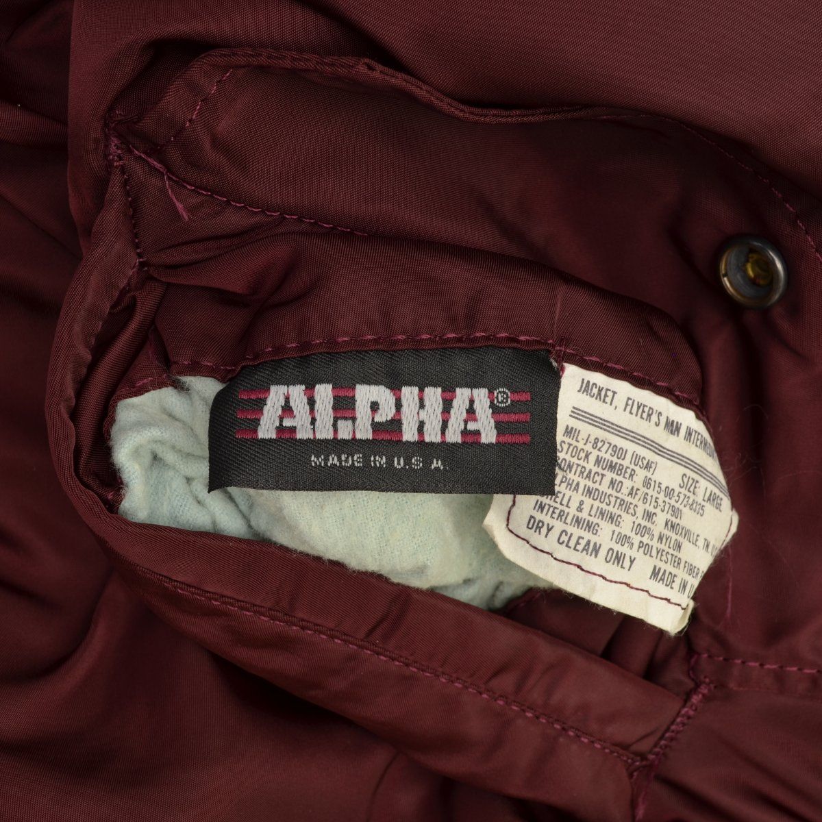 【ALPHA】〜90s USA製 3本線タグ MA-1 ボルドージャケット 【ALPHA】〜90s USA製 3本線タグ MA-1 ボルドージャケット