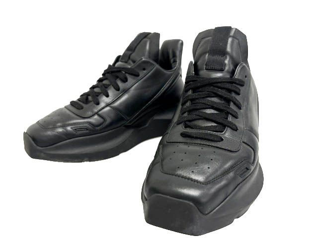 リックオウエンス Rick Owens GETH RUNNERS ゲス ランナー レザー スニーカー 02B2814 40 黒ブラック ブランド古着ベクトル 中古☆AA★▲■260609