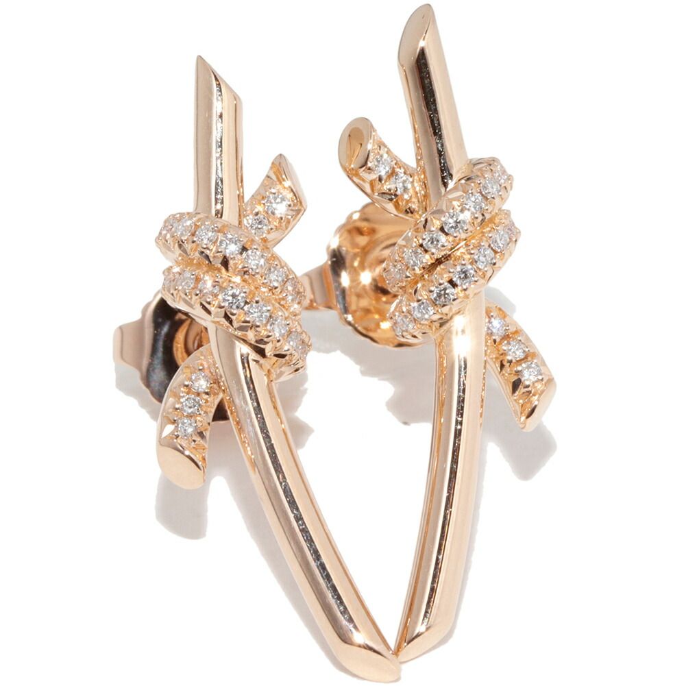 ティファニー ピアス K18PG ダイヤ0.09ct ノット ピアス