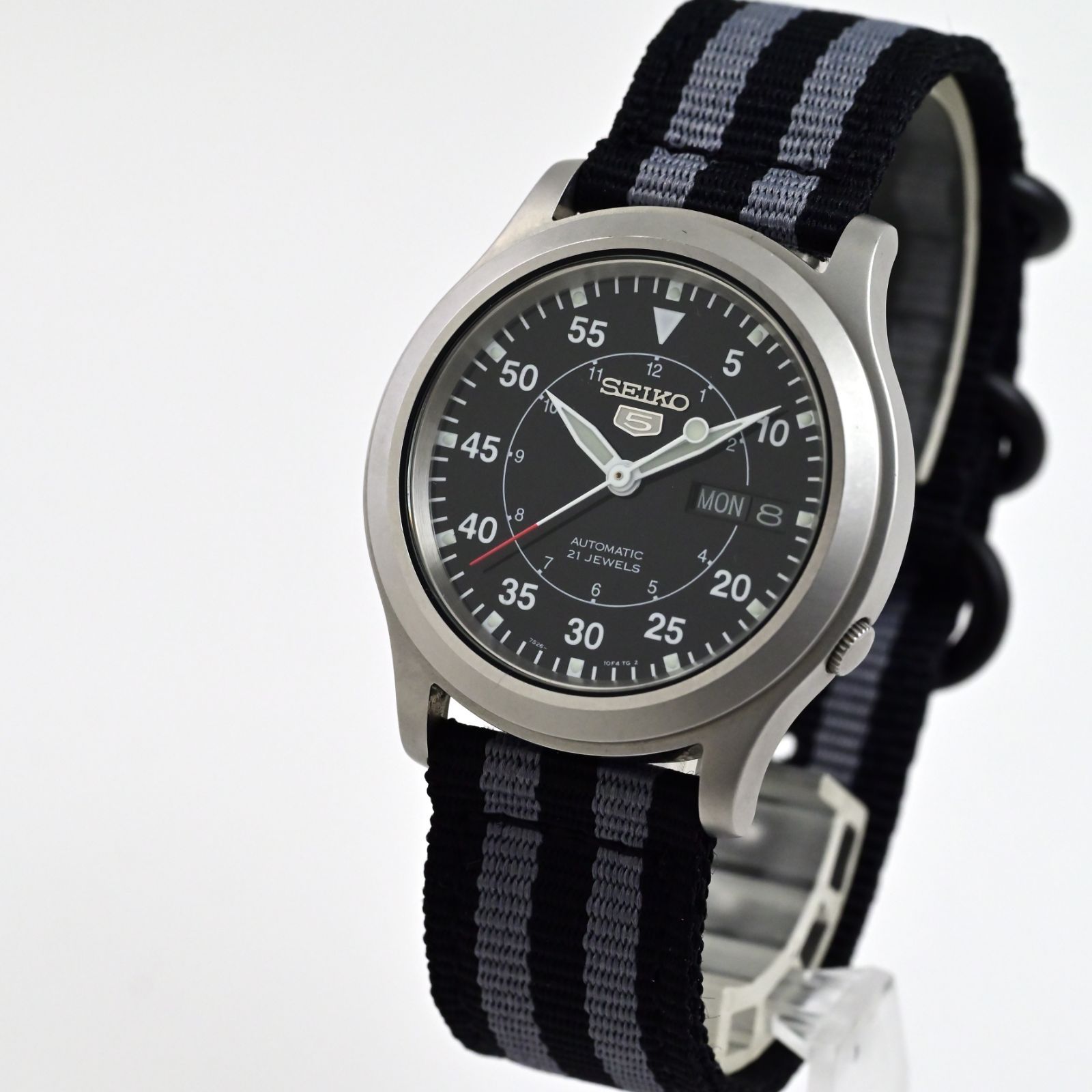 良品 SEIKO 5 セイコー 21石 自動巻 Automatic 38mm 黒文字盤 Day/Date 