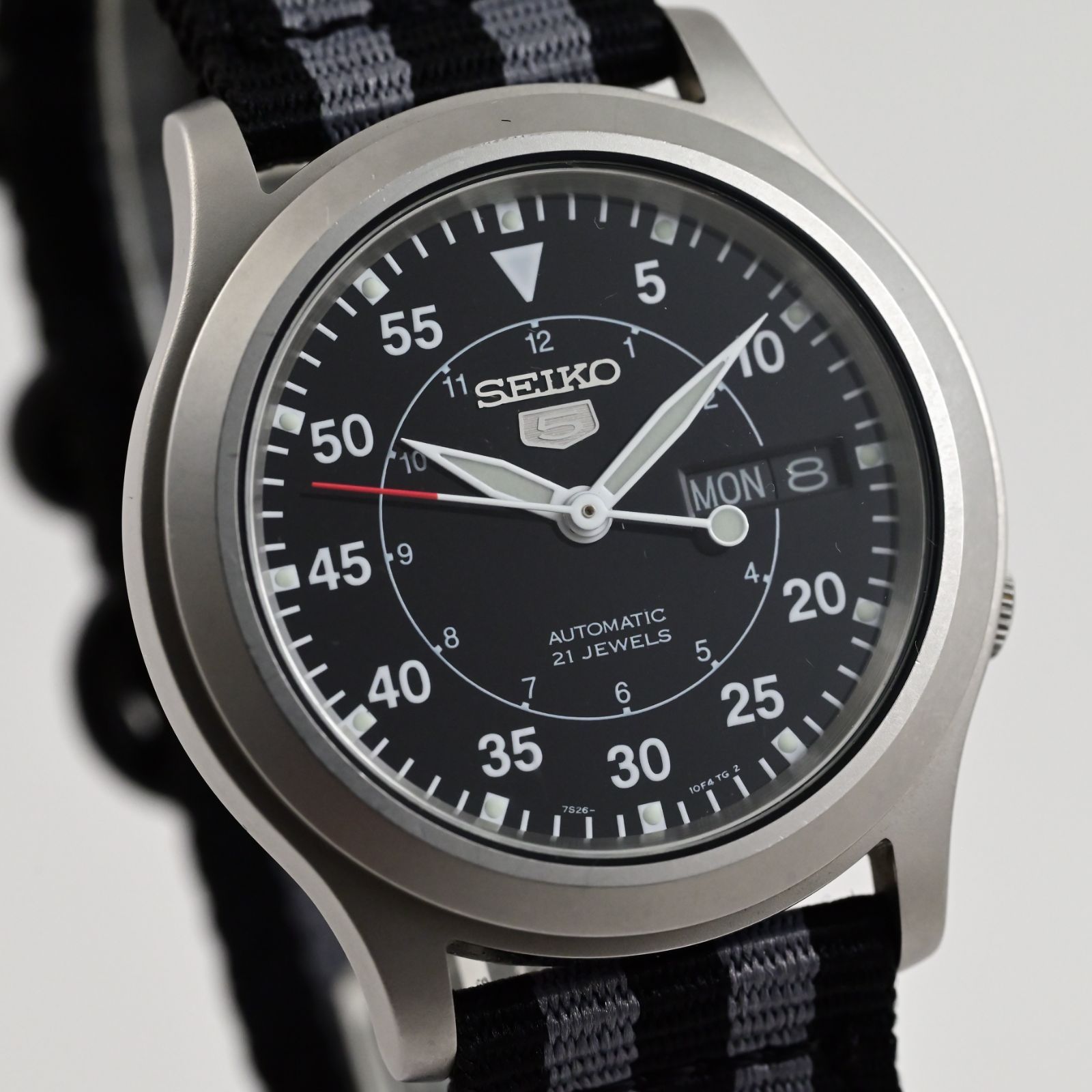 良品 SEIKO 5 セイコー 21石 自動巻 Automatic 38mm 黒文字盤 Day/Date Ref.7S26-03J0 Cal.7S26C 2012年 海外仕様 保あり $P65244