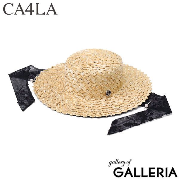 CA4LA カンカン帽 帽子 レディース カシラ 春夏 春 夏 麦 麦わら 麦わら帽子 つば広 おしゃれ カジュアル 上品 きれいめ 女性 リボン 日本製 ハット Main Collection BALLERINE SHK01303 BLACK