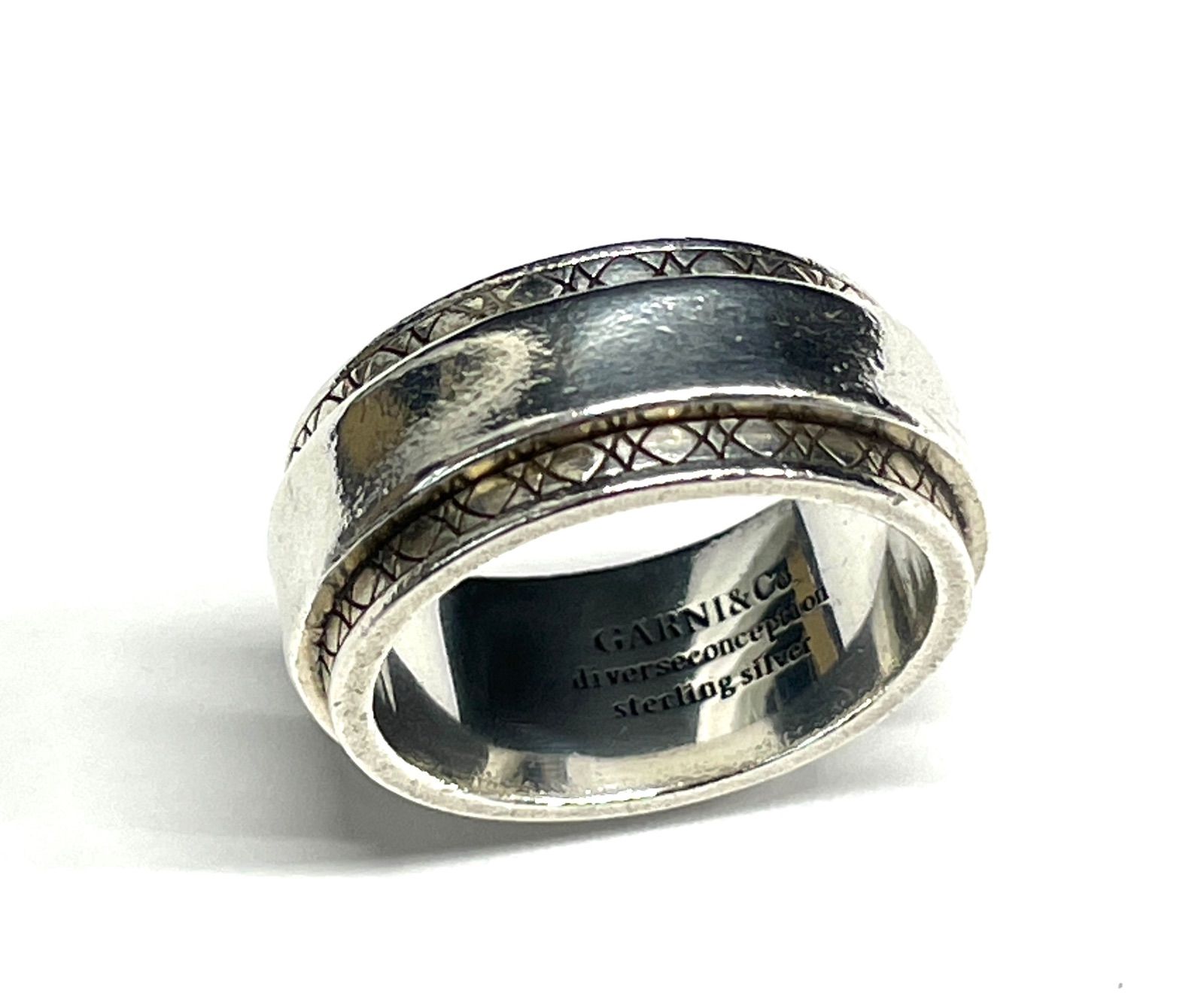 【Y064】GARNI&Co ガルニ シルバーリング スターリング 約16号 12.1g 指輪 レイヤード デザインリング 銀製 ブランド メンズ アクセサリー
