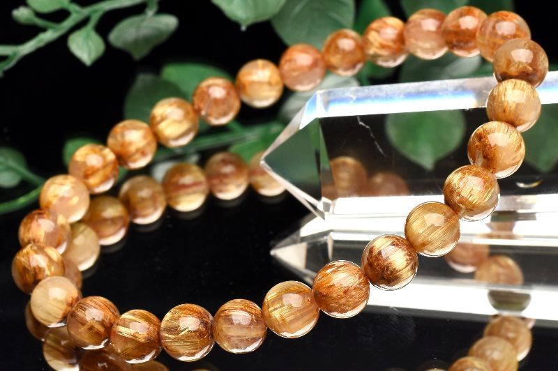 【１点物】AAA☆濃密金針 タイチンルチルクォーツ　7mm　ブレスレット パワーストーン 天然石 _E467