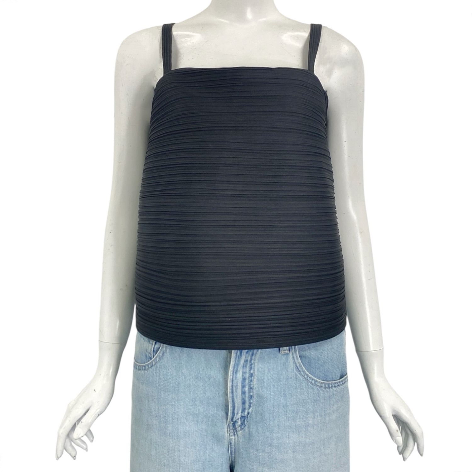 新品同様 ISSEY MIYAKE イッセイミヤケ PLEATS PLEASE プリーツプリーズ トップス キャミソール 変形 ブラック サイズ3